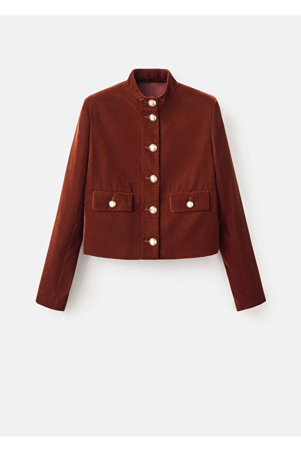 Düğmeli kadife ceket - 3