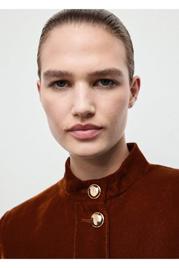 Düğmeli kadife ceket - 7