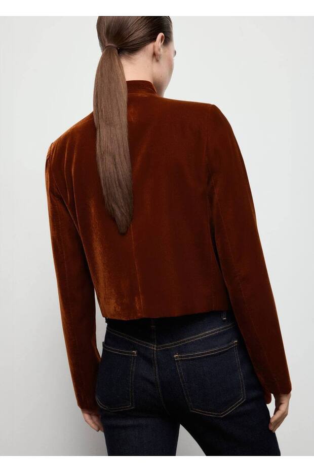 Düğmeli kadife ceket - 4