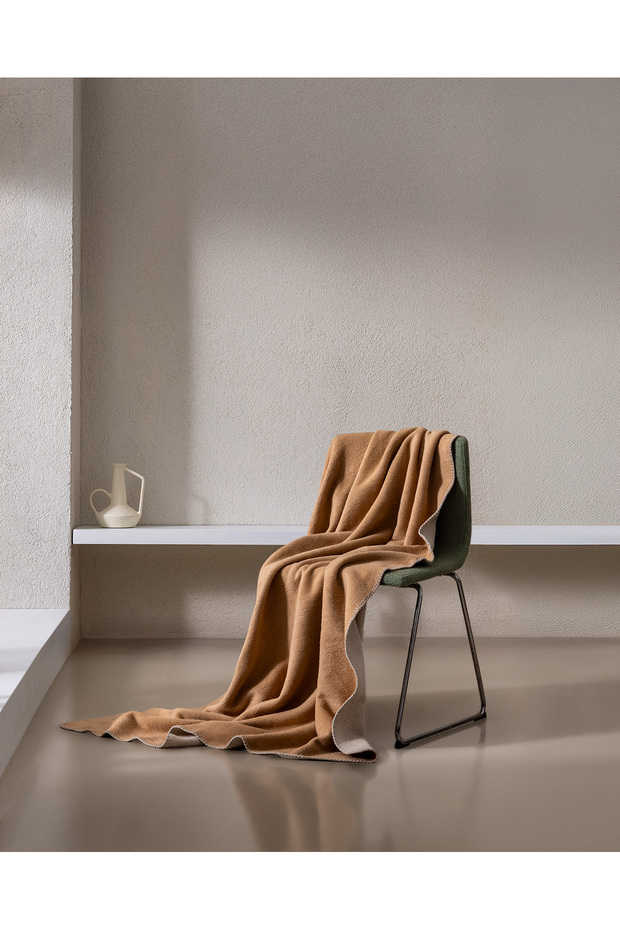 Caureo Jacquard Cotton Tv Blanket - Beige/Ecru - 130X170 cm