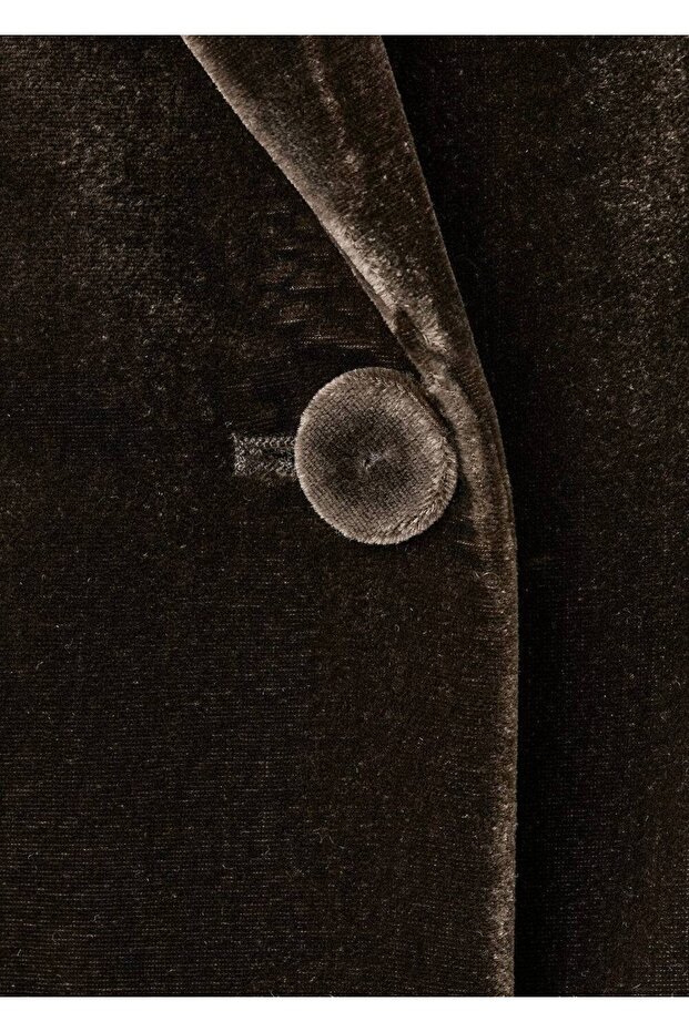 Kadife çift düğmeli kumaş blazer ceket - 8