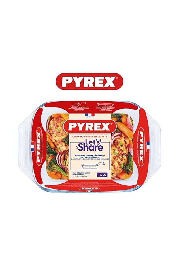 محمصة بايركس مستطيلة الشكل لا تقاوم سعة 2.1 لتر - مصنوعة من زجاج البورسليكات متعدد الاستخدامات، أساسية للمطبخ - 1