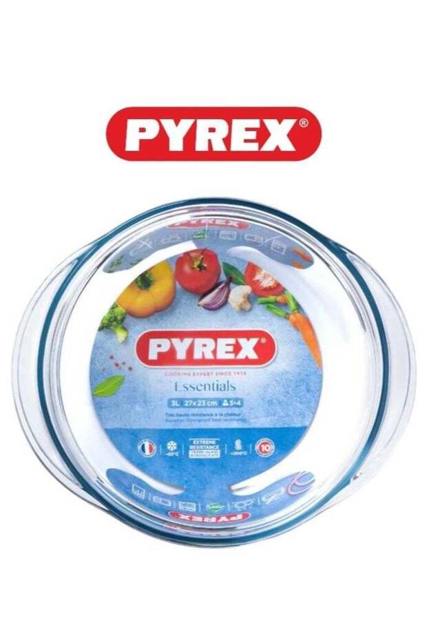 PYREX Pyrex Essential Casserole Round 3L - Durable Borosilicate Glass for Versatile Cooking and Ser