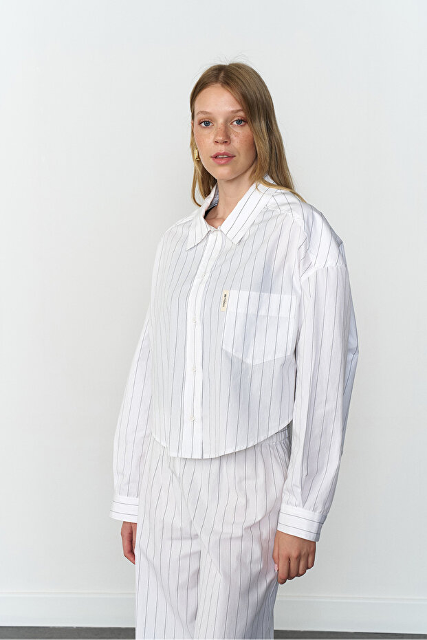 Oversize Çizgili Gömlek - 2