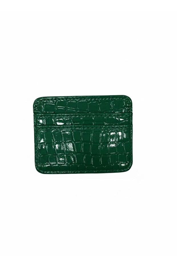 Croco Pattern Shiny Faux Leather Double-Sided Women's Card Holder (Shipped in Box)