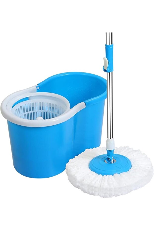 Mop Floor Cleaner Spin Bucket Set 360° With 2 Microfiber (Blue)