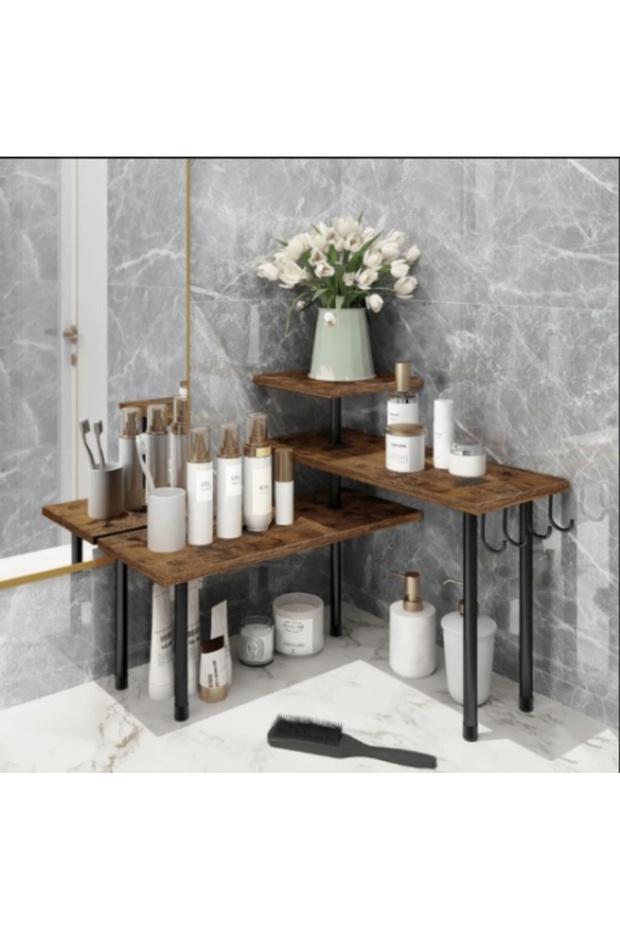 3-tier 180° Rotating Shelf – modern design, MDF and metal, stable and compact - 5