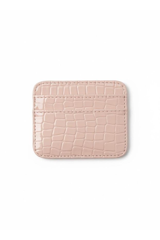 Croco Pattern Shiny Faux Leather Double-Sided Women's Card Holder (Shipped in Box)