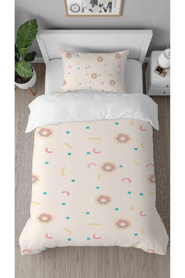 Sweet Cream Patterned Printed Specially Designed Modern Stylish Style Children's Duvet Cover Set Without Sheets
