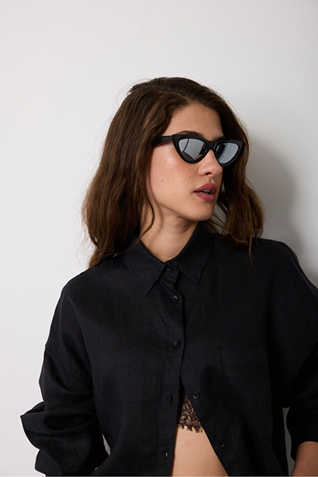 %100 Keten Basic Gömlek - 3