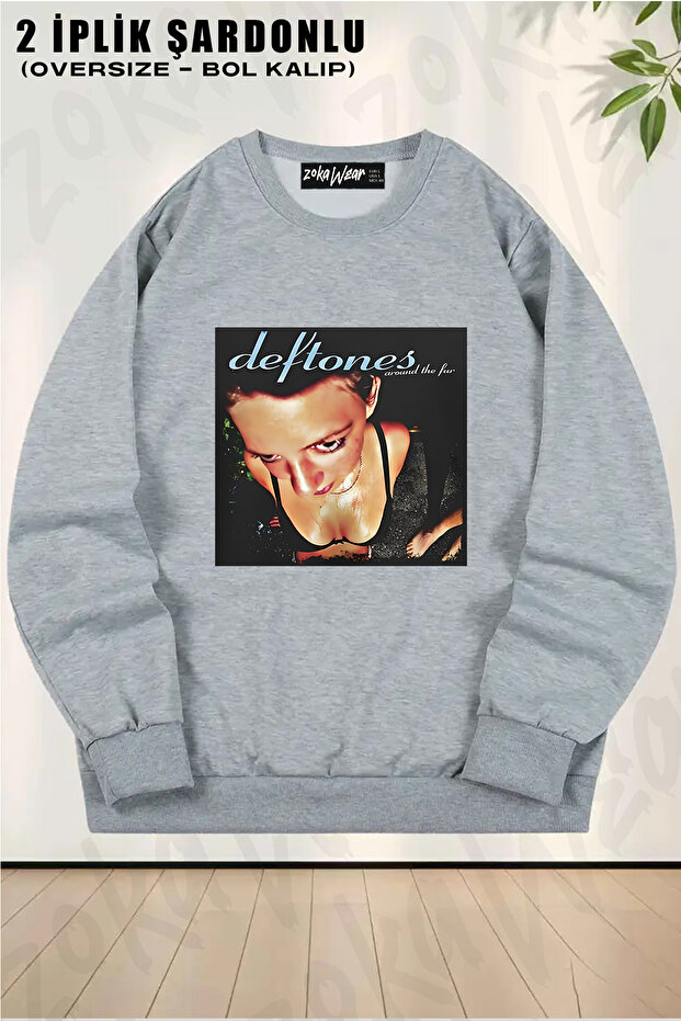 Unisex Loose Fit Deftones Printed Design Oversized Crew Neck Sweatshirt