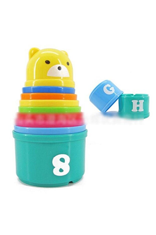 Stacking cubes, colored cubes, cube tower, building set with numbers and letters - 3