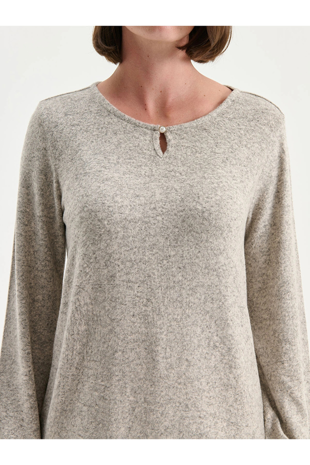 LCW Grace Bej Bisiklet Yaka Bluz - 5