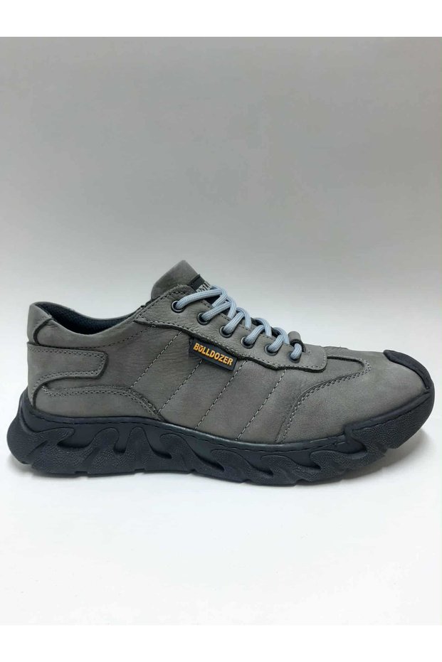 Genuine Leather Gray Color Nubuck Lace-Up Flexible Rubber Sole Tight Fit Winter Men's Shoes
