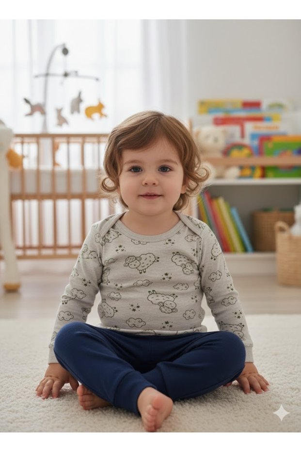 Girl Boy Child Baby Long Sleeve Snap Fastener Bodysuit-Badi 100% Cotton 1-2-3-4-5-6 Years Old