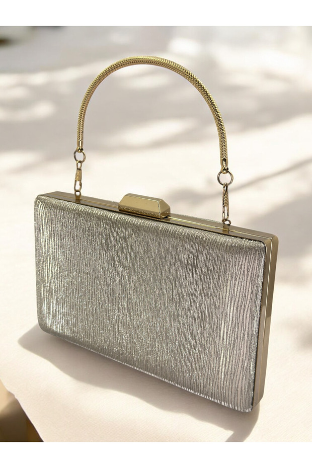 Gold Laser Striped Patterned Evening Dress Bag Night Wedding Engagement Graduation Portfolio