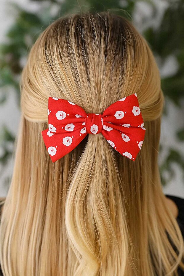 Christmas Themed Bow Model Santa Claus Patterned Knot Detailed 12 cm Automatic Buckle
