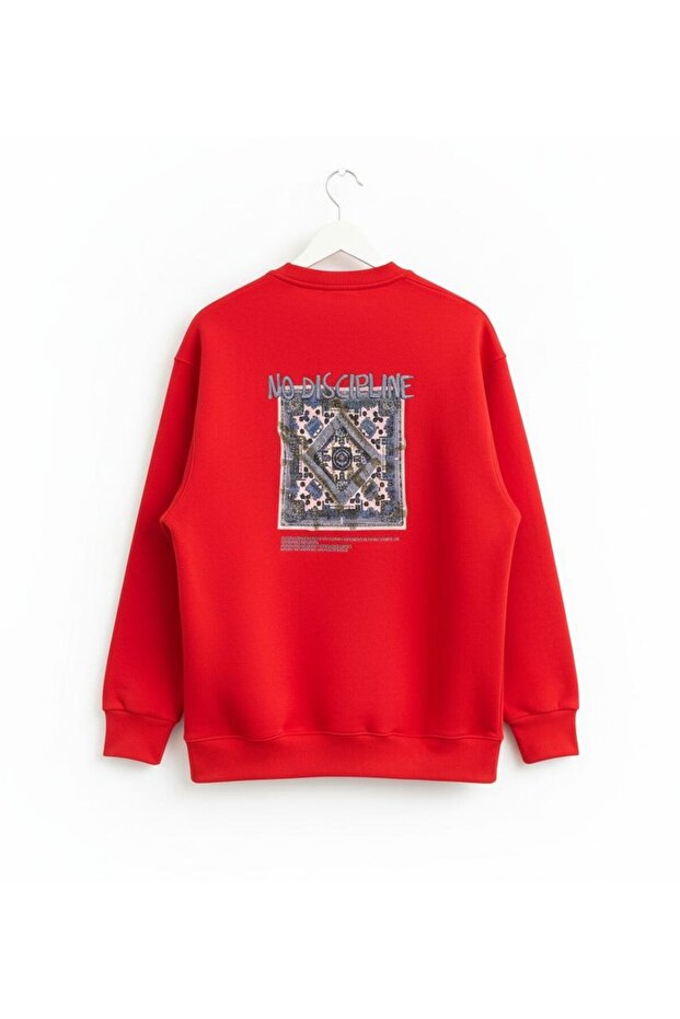 Perimum Printing and Embroidery Detailed Full-Fit 3 Thread Sh Fleece-Lined Sweatshirt