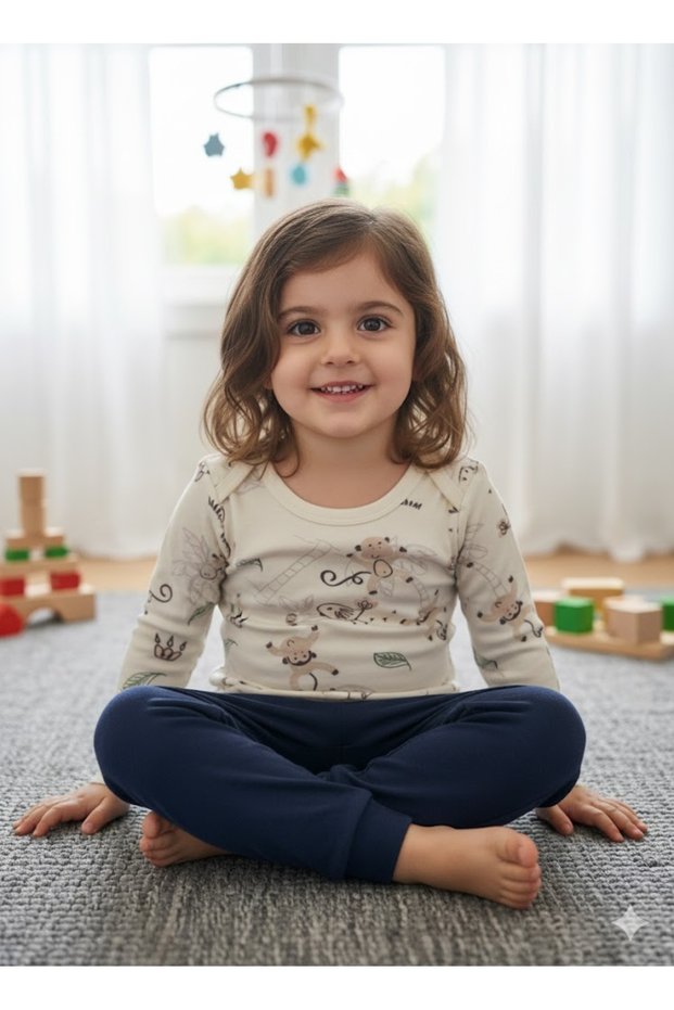 Girl Boy Child Baby Long Sleeve Snap Fastener Bodysuit-Badi 100% Organic Cotton 1-2-3-4-5-6 Years Old