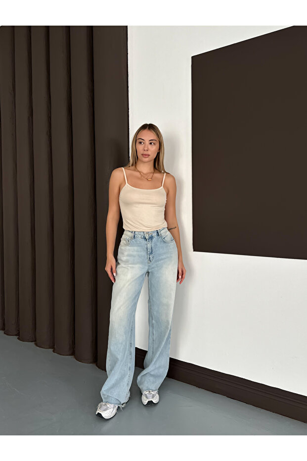 Kadın İnce Askılı Basic Atlet - Bej - 4