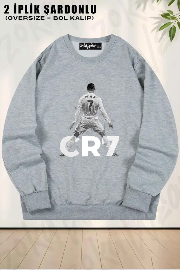 Unisex Loose Fit Stance Football Cr7 Cristiano Ronaldo Printed Oversized Crew Neck Sweatshirt