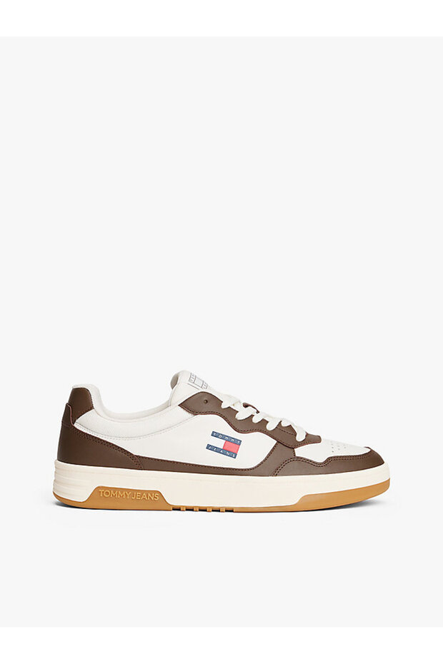 Men Ivory & Velvet Brown New Cupsole Low Top Sneakers - 1