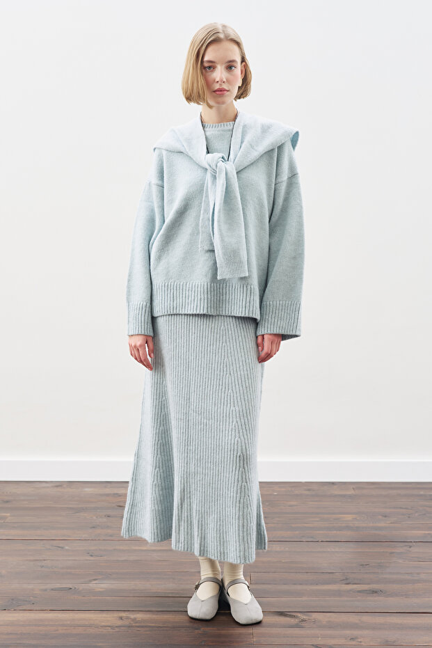 TRİKO KLOŞ ETEK MAVİ - 2