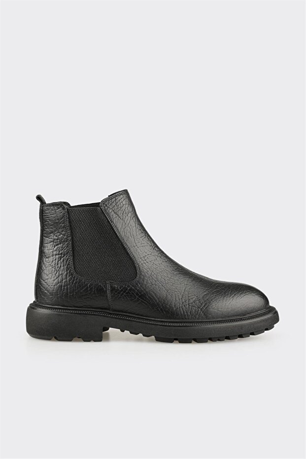 Siyah Deri Erkek Günlük Bot - 1