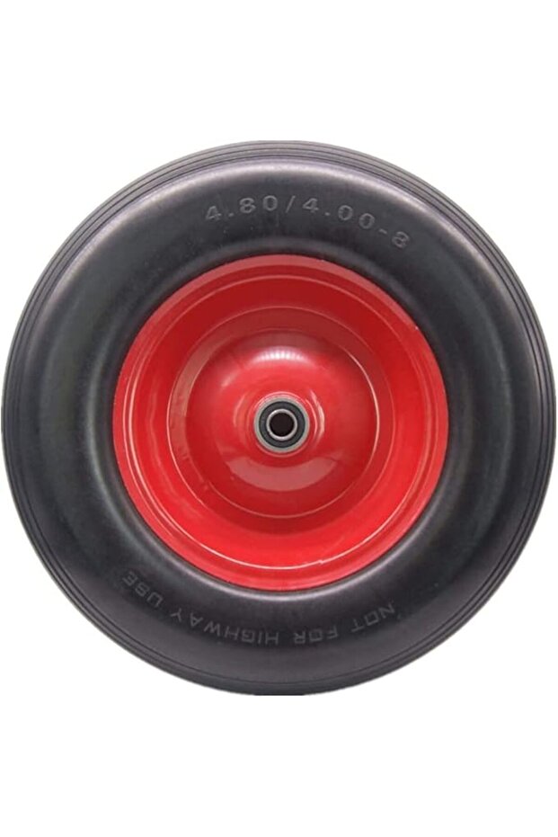 Replacement Wheelbarrow Wheel - Solid Rubber, Steel Rim, Flat-Free (Bearing)