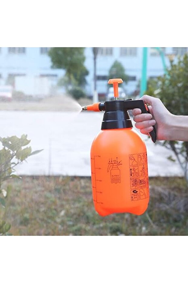 2L Handheld Pump Sprayer with Adjustable Brass Nozzle (Orange)