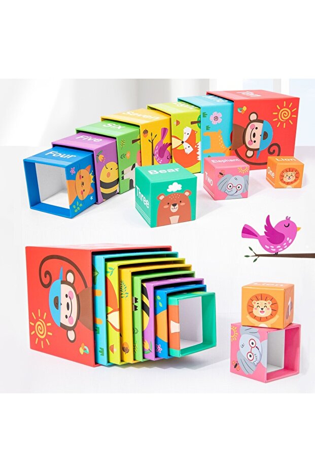 Building Toy - Stackable Blocks, 10 Boxes, Ages 3+, Learn Numbers 1-10, Multicolor - 2