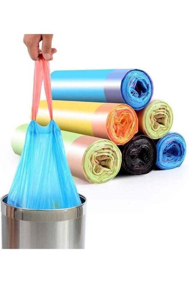 Trash Bags, 50X45Cm Garbage Bags With Handle, 5 Rolls 50 Bags Bulk Can Liners