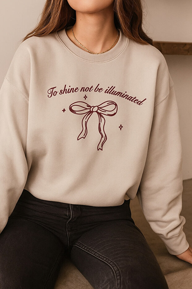 To Shine Printed Oversize Unisex Women/Men Crop Sweatshirt