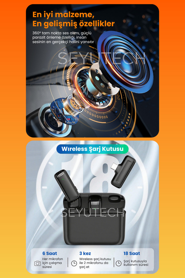 Kablosuz Yaka Mikrofonu Wireless Şarj Kutulu Canlı Yayın IOS ve Android Uyumlu Yaka Mikrofonu - 4