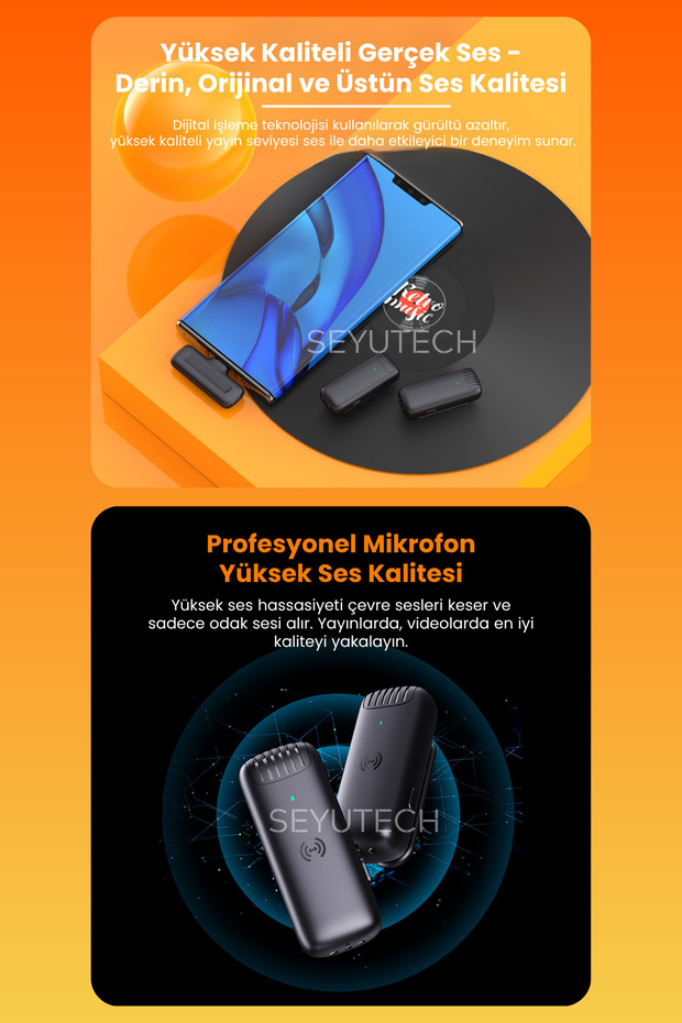 Kablosuz Yaka Mikrofonu Wireless Şarj Kutulu Canlı Yayın IOS ve Android Uyumlu Yaka Mikrofonu - 3