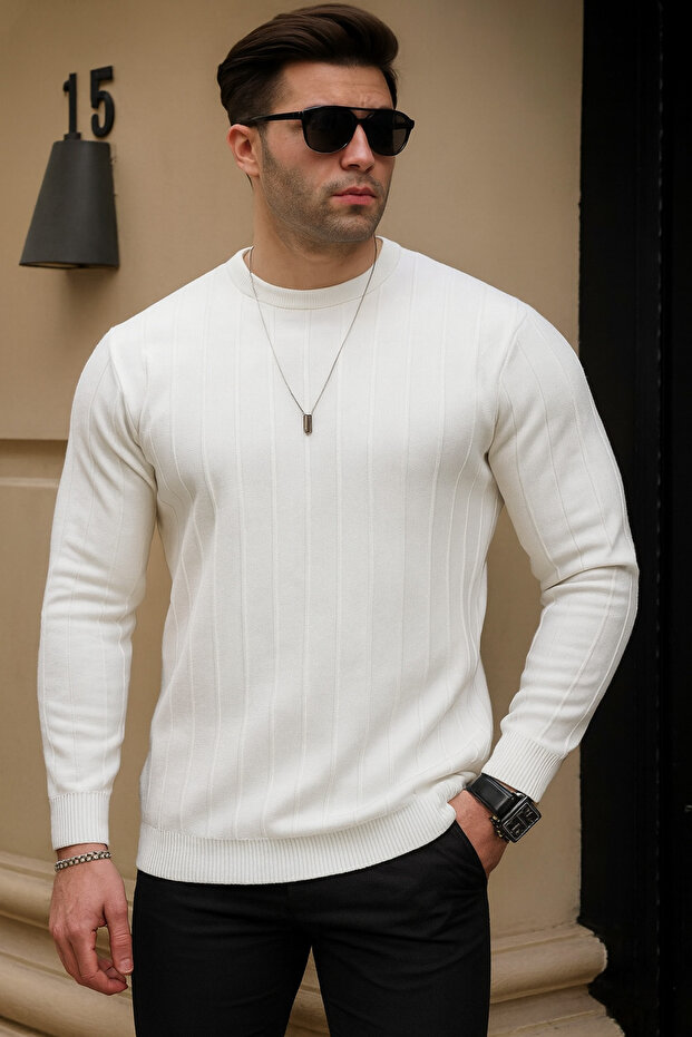 LCW CASUAL erkek geniş kalıp premium kalite kışlık tarz bisiklet yaka oversize triko kazak - 2