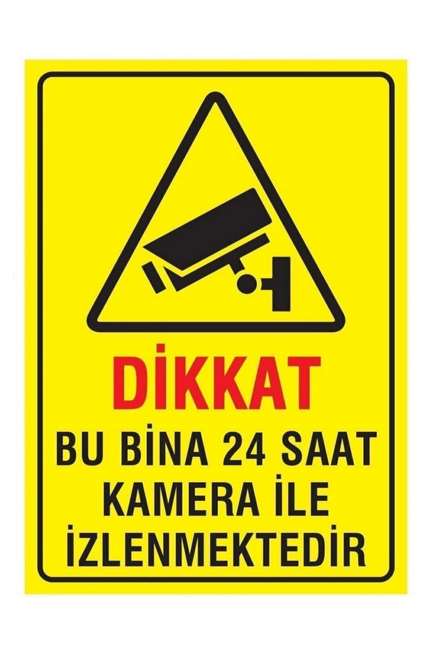 Attention This Building Is Monitored by Camera 24 Hours a Day Sign 25X35 cm Dekota