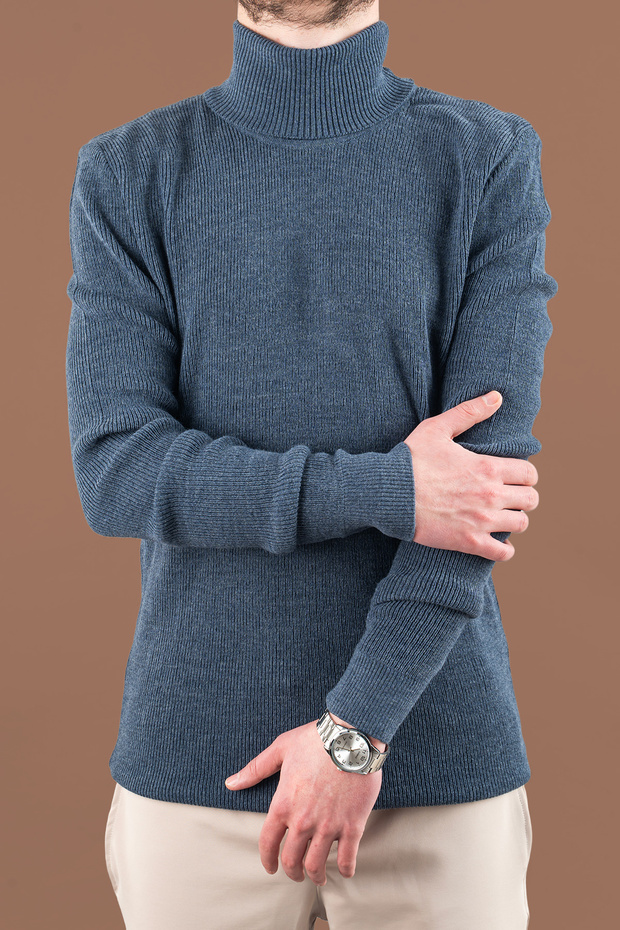 Men's Slim Fit Turtleneck Slim F Corded Fabric Sweater
