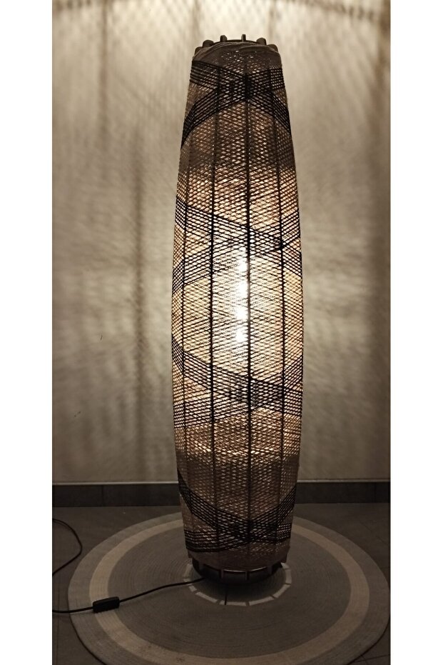 Bohem,Ahşap,Rustik,Jüt,Hasır,Doğal Lambader 125*32 - 6