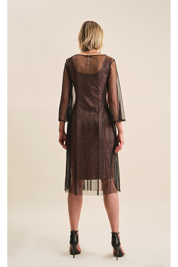 Tül Detaylı Elbise - 3