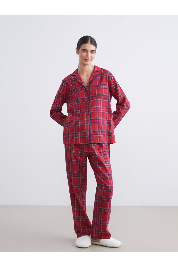Stylish Choices by Esvab Clothing | Shirt Collar Plaid Women's Pajama Set