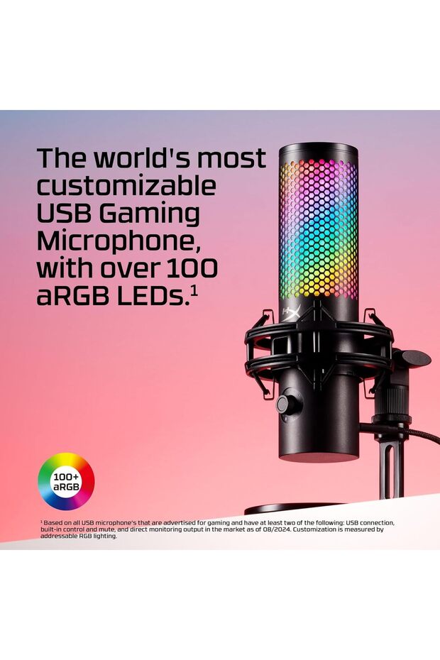 QuadCast 2S USB Microphone with RGB, Built-in Controls, Detachable Shock Mount, USB-C - Black - 5