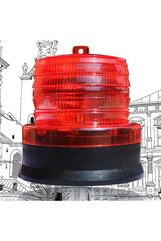 Red LED Warning Light with Solar Charging - 3