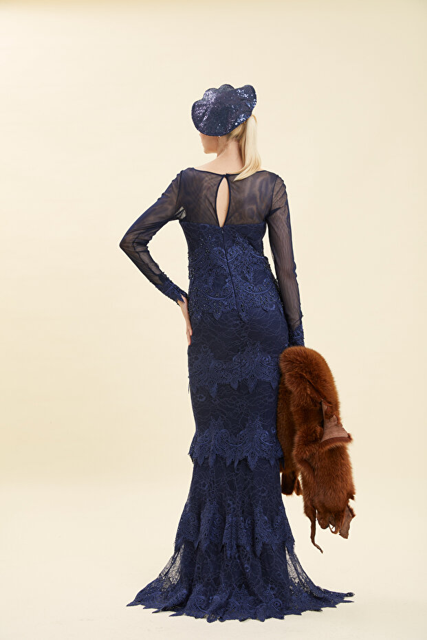 İşlemeli Abiye Elbise - 3