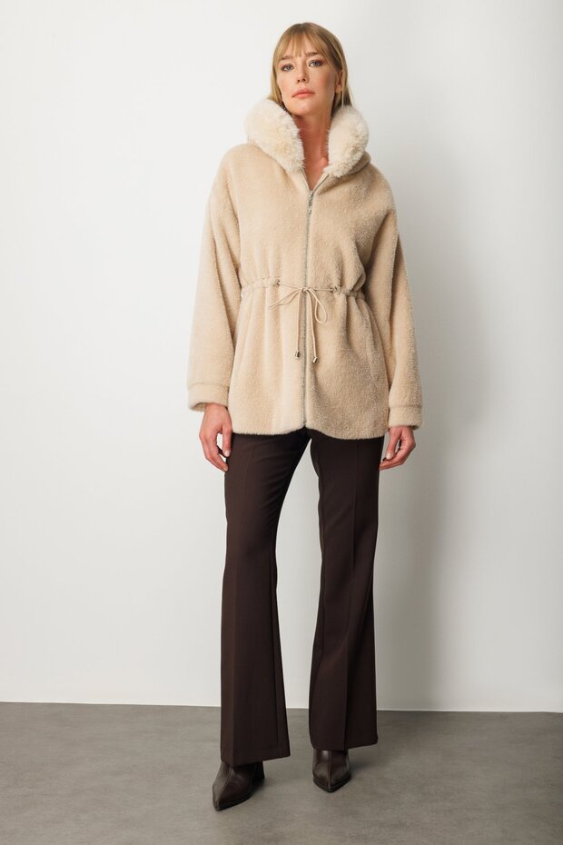 Kapüşonlu Peluş Kaban - 4