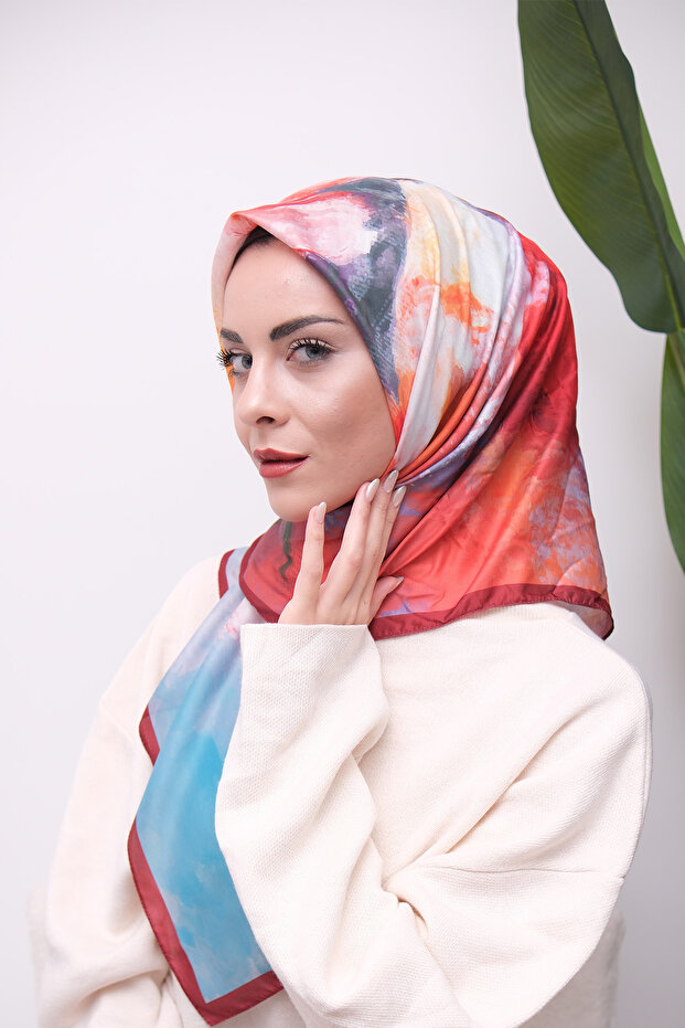 وشاح ناعم رقمي بنمط مختلط ملون - 5