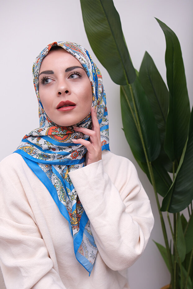 وشاح ناعم رقمي بنمط مختلط ملون - 4