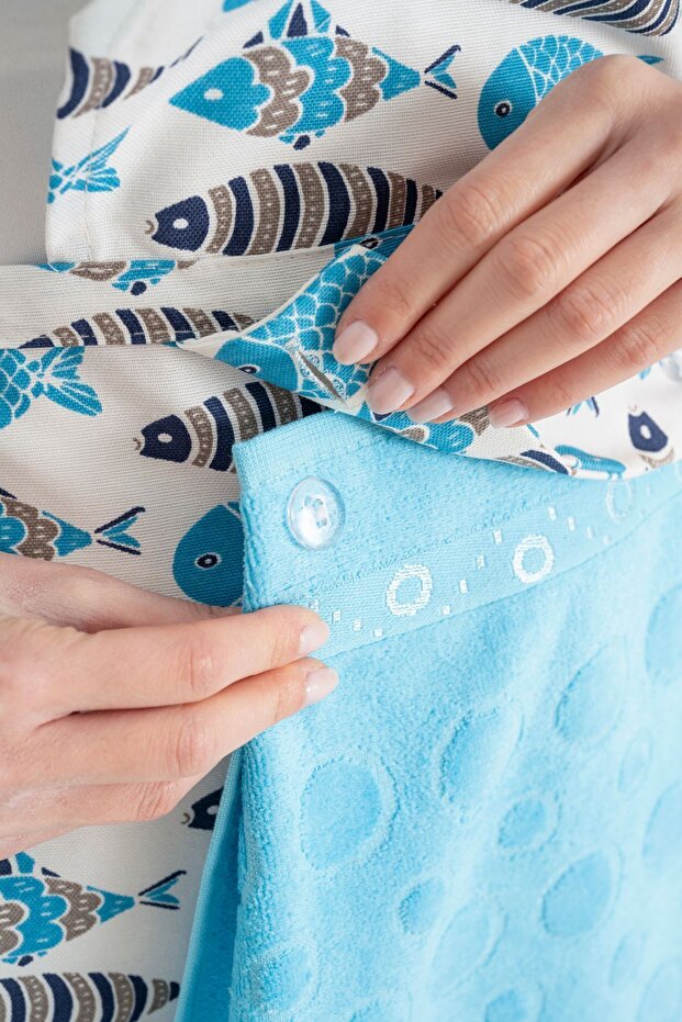 Fish Patterned Kitchen Apron Set - 4