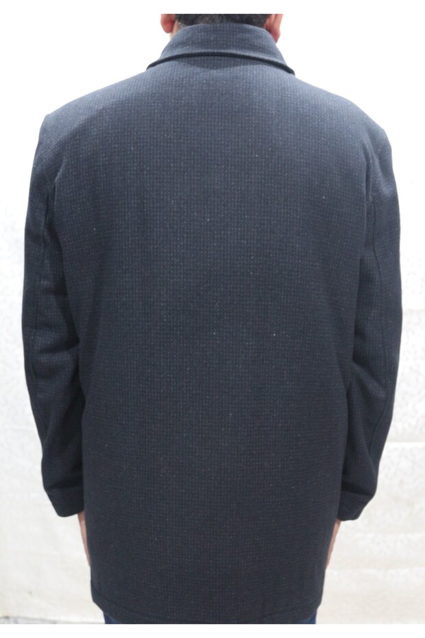 Men's navy blue oversized coat.