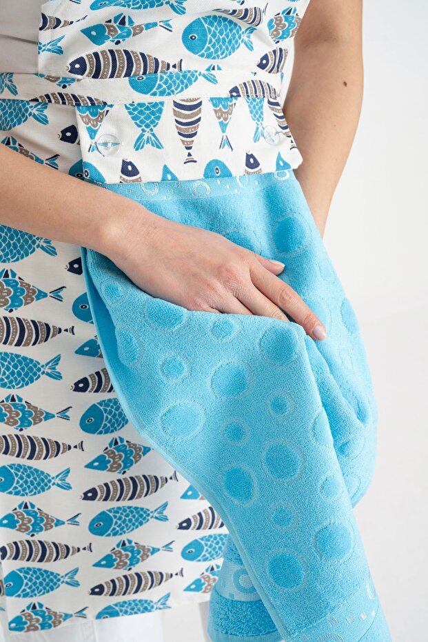Fish Patterned Kitchen Apron Set - 2